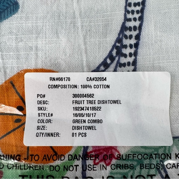 NEW Anthropologie Fruit Tree Dish Towel ~ 🍍 - Picture 5 of 5